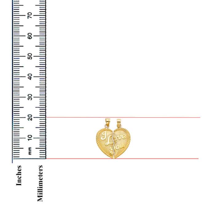 14K Yellow Gold Teamo Heart 2 Piece Pendant - Image 3