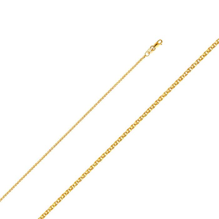 14K Yellow Gold 1.5mm Flat Open Wheat Chain