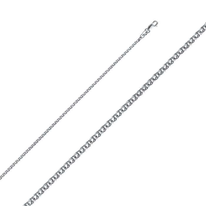 14K White Gold 2mm Flat Open Wheat Chain