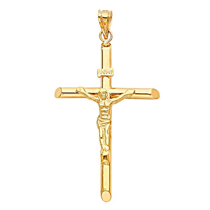 14K Yellow Gold Religious Crucifix Pendant