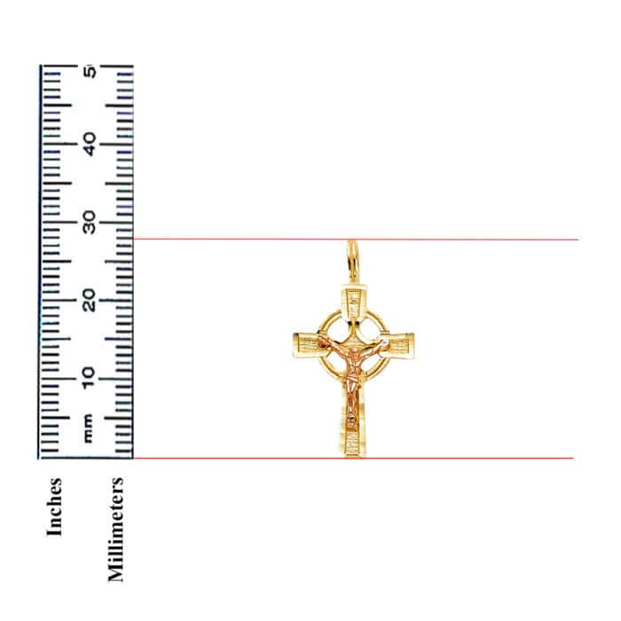 14K Two Tone Gold Religious Crucifix Pendant - Image 3
