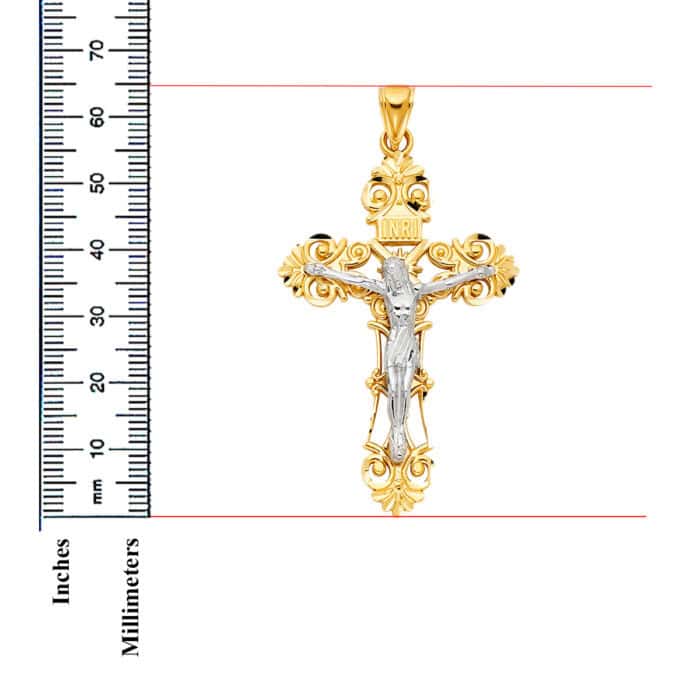 14K Yellow Gold Religious Crucifix Pendant - Image 3