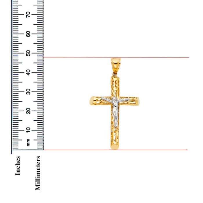 14K Yellow Gold Religious Crucifix Pendant - Image 3