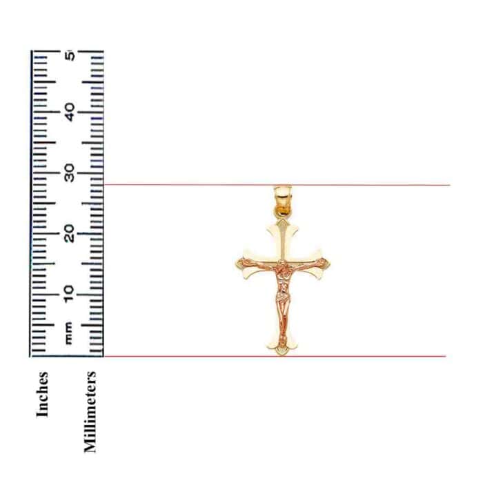 14K Two Tone Gold Religious Crucifix Pendant - Image 3