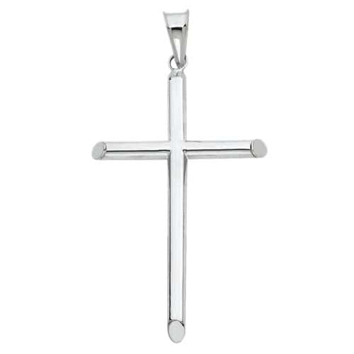 14K White Gold Classic Cross Religious Pendant