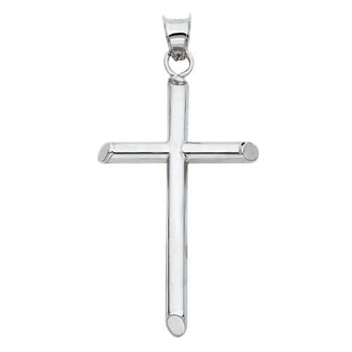 14K White Gold Classic Cross Religious Pendant