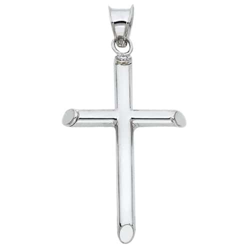 14K White Gold Classic Cross Religious Pendant