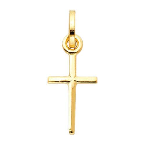 14K Yellow Gold Cross Religious Pendant