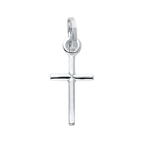 14K White Gold Cross Religious Pendant