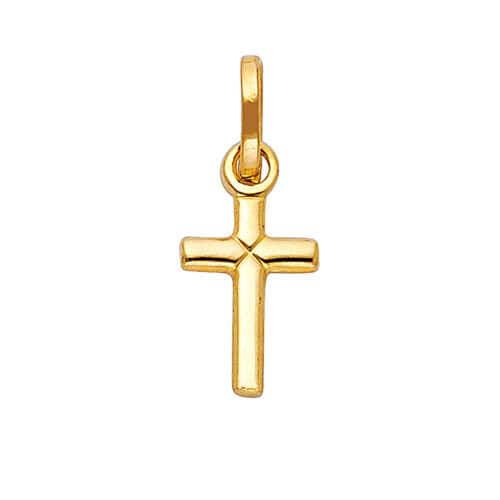 14K Yellow Gold Cross Religious Pendant