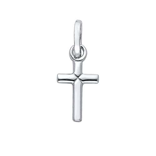 14K White Gold Cross Religious Pendant