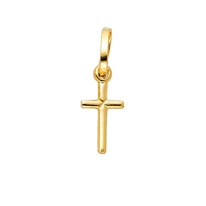 14K Yellow Gold Cross Religious Pendant