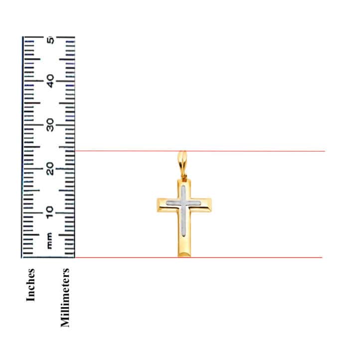 14K Two Tone Gold Religious Cross Pendant - Image 3