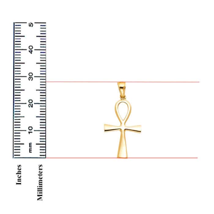 14K Yellow Gold Ankh Religious Cross Pendant - Image 3