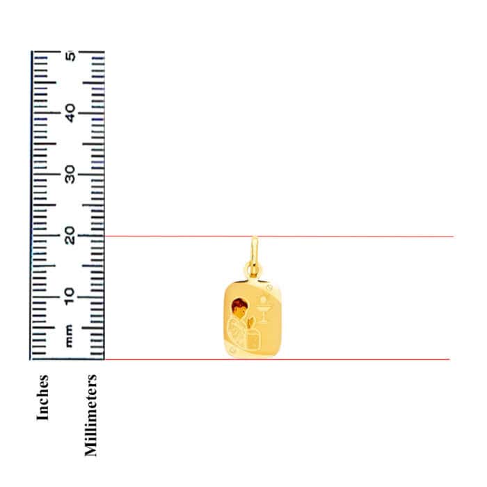 14K Yellow Gold Baptism Enamel Picture Religious Pendant - Image 3