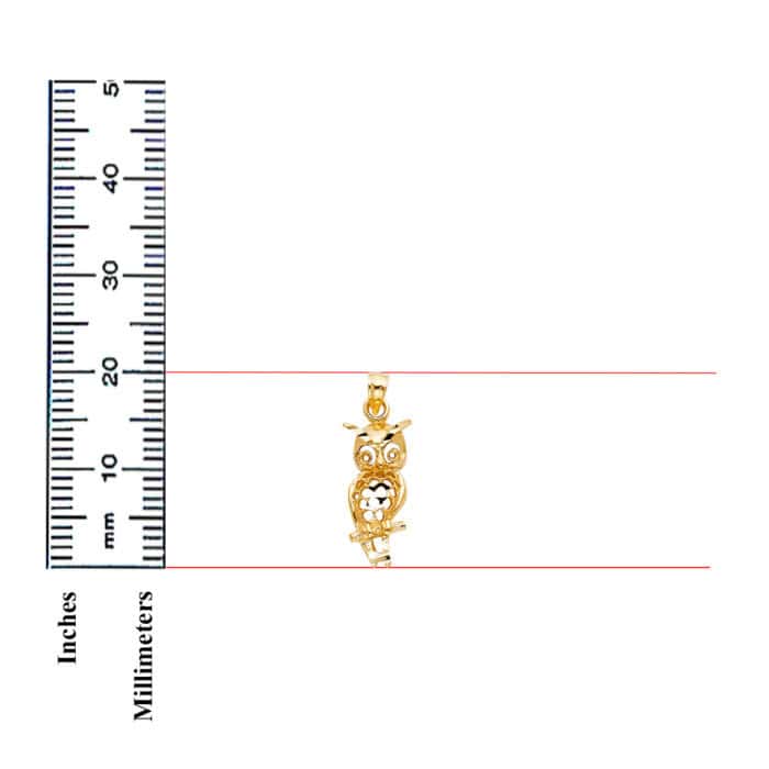 14K Yellow Gold Owl Pendant - Image 3