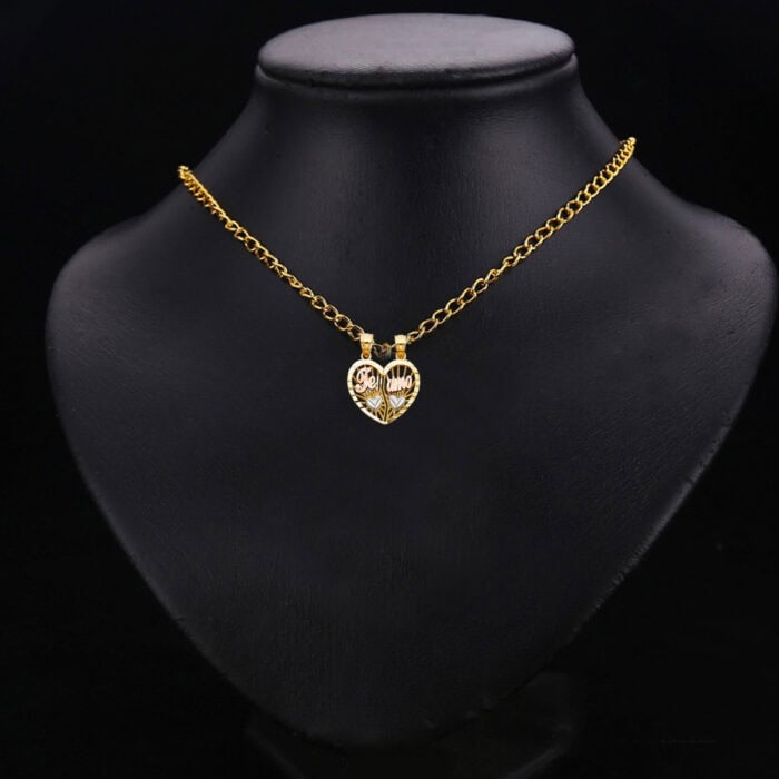 14K Tri Color Gold Teamo Heart 2 Piece Pendant - Image 2