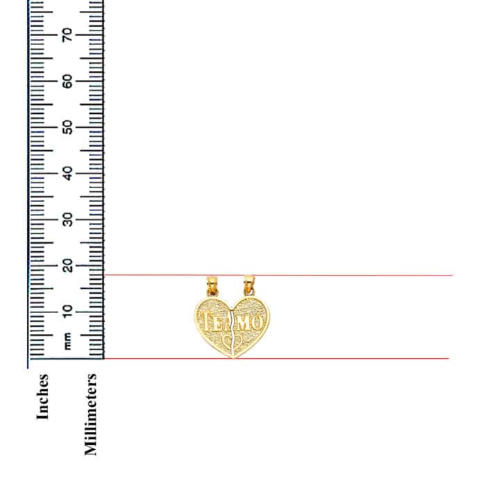 14K Yellow Gold Teamo Heart 2 Piece Pendant - Image 3