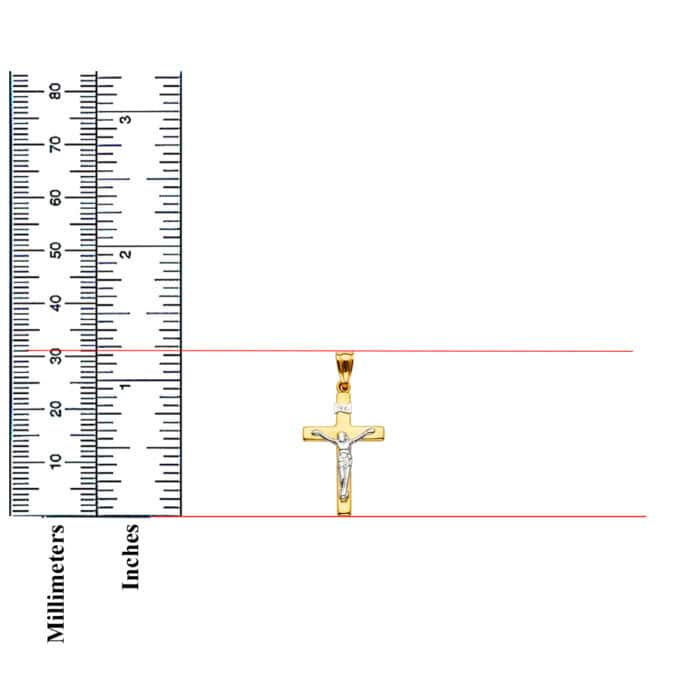 14K Two Tone Gold Crucifix Cross Pendant - Image 3