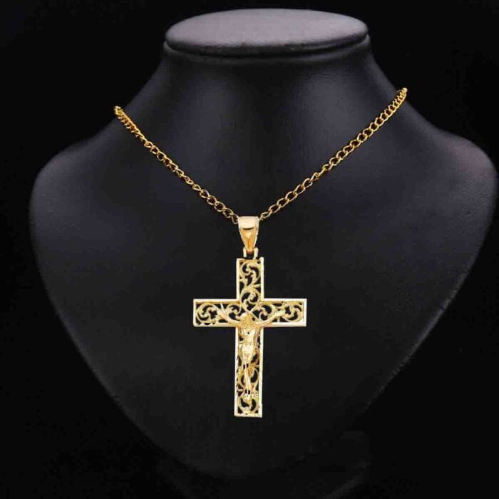14K Yellow Gold Religious Crucifix Pendant - Image 2
