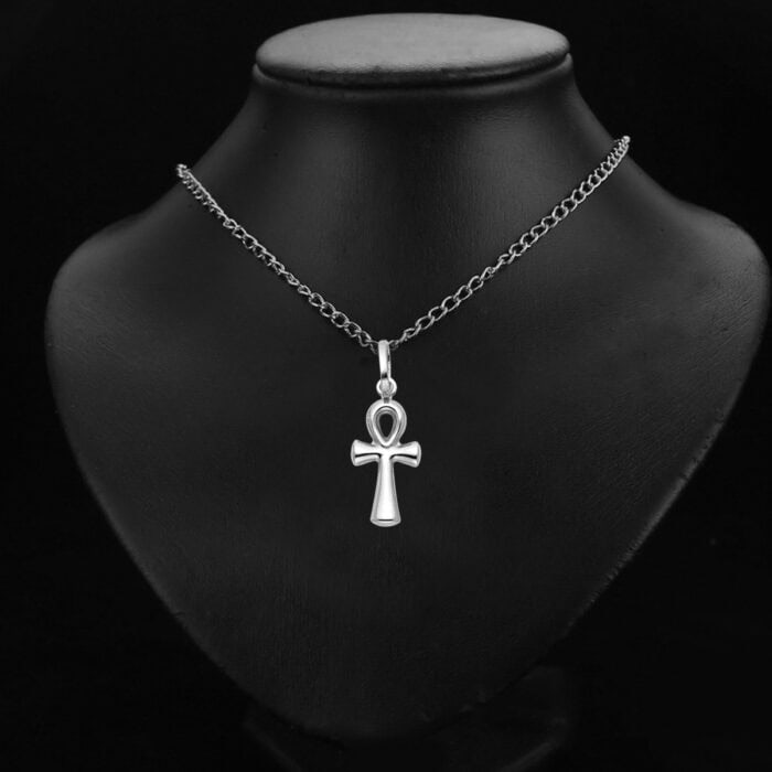 14K White Gold Ankh Cross Religious Pendant - Image 2