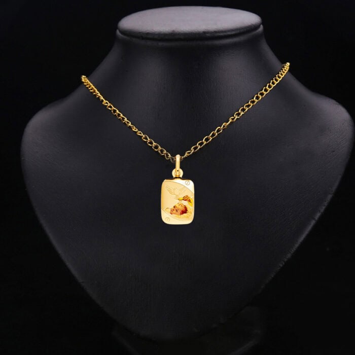 14K Yellow Gold Baptism Religious Pendant - Image 2