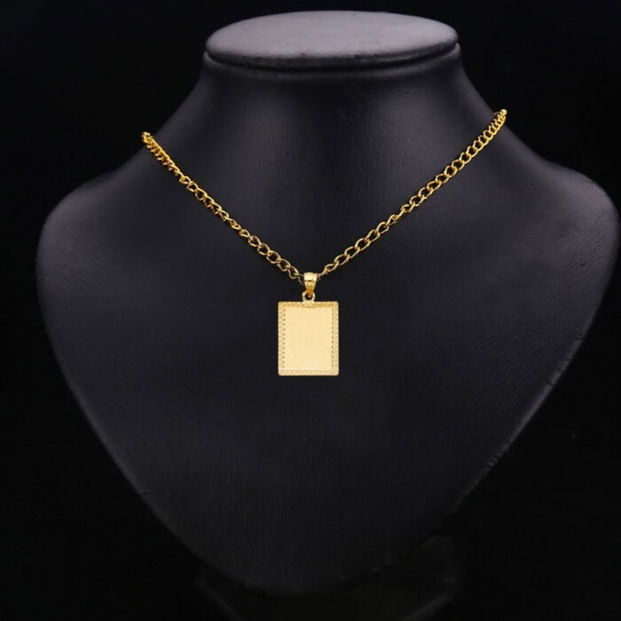 14K Yellow Gold Plain Stamp Pendant - Image 2
