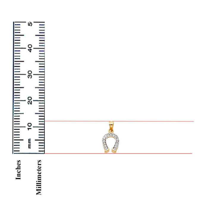 14K Yellow Gold Cubic Zirconia Lucky Horsehoe Pendant - Image 3