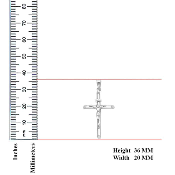 14K White Gold Crucifix Cross Religious Pendant - Image 3