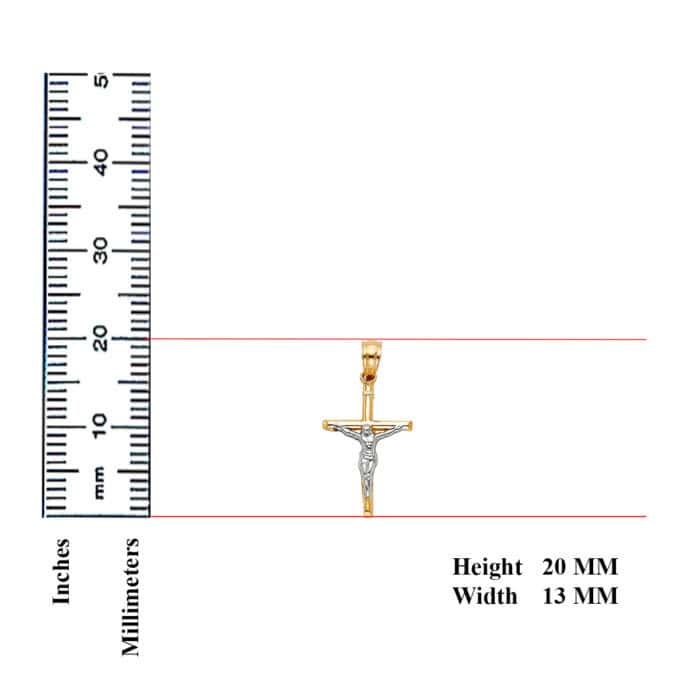 14K Two Tone Gold Jesus Crucifix Cross Religious Pendant - Image 3