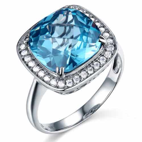 14K White Gold Cubic Zirconia Engagement Ring