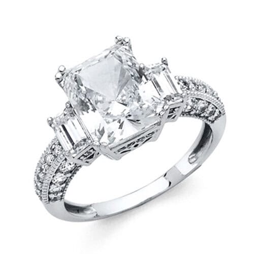 14K White Gold Cubic Zirconia Engagement Ring