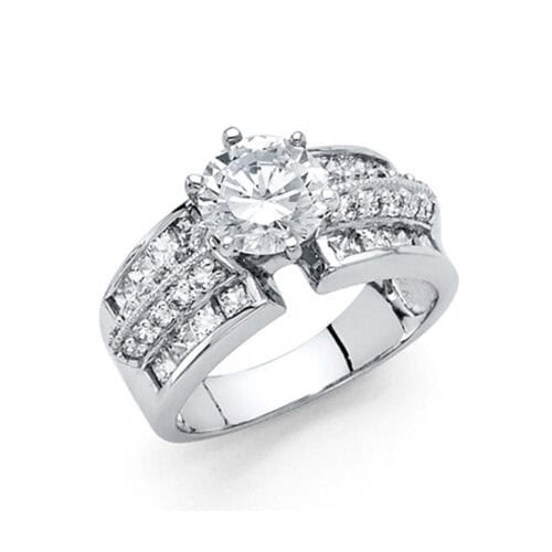 14K White Gold Cubic Zirconia Engagement Ring
