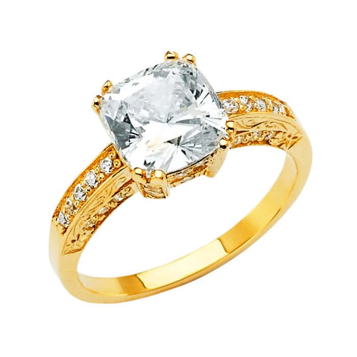 14K Yellow Gold Cubic Zirconia Engagement Ring - Image 2