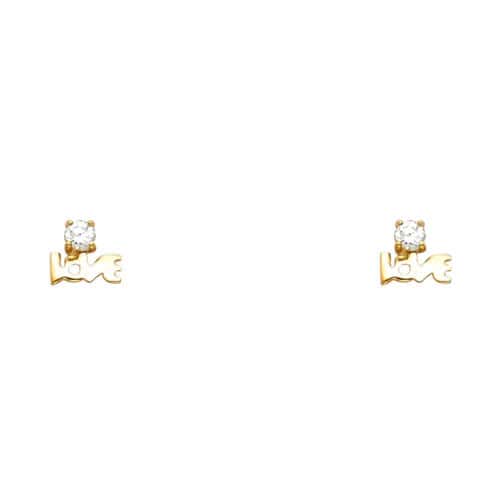 14K Yellow Gold Stud Earrings w/Screw