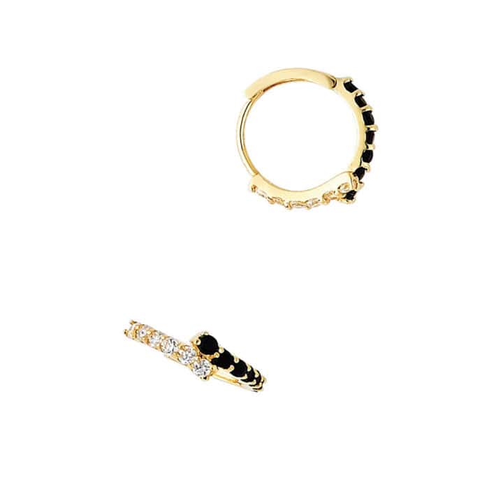 14K Yellow Gold 4mm Cubic Zirconia Huggies Earrings - Image 3