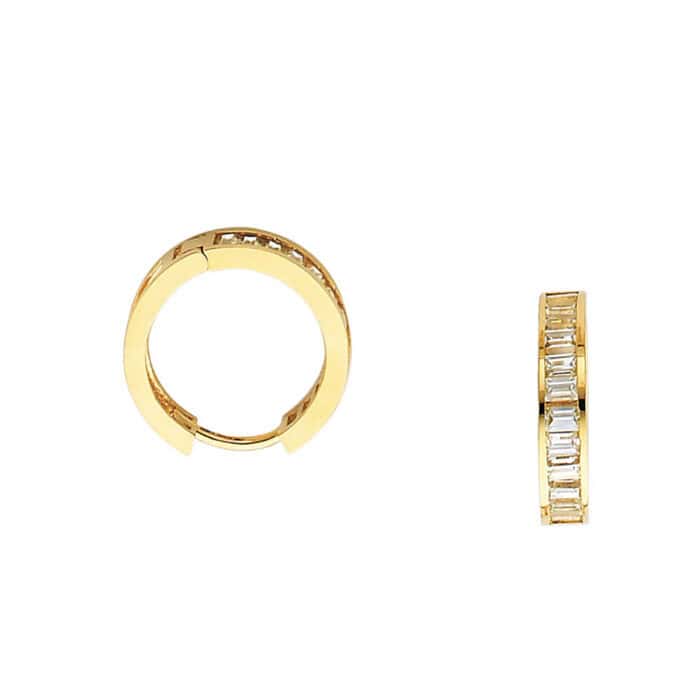 14K Yellow Gold 4mm Cubic Zirconia Huggies Earrings - Image 3