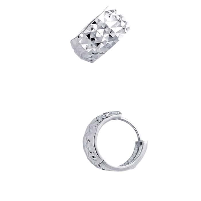 14K White Gold 7mm Huggies Earrings - Image 2