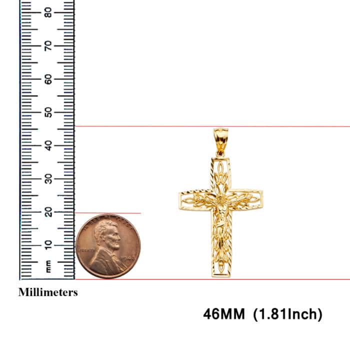 14K Yellow Gold Crucifix Cross Pendant - Image 3