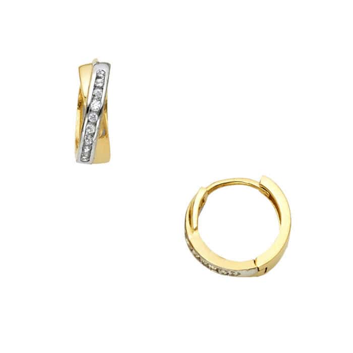 14K Yellow Gold Cubic Zirconia Huggies Earringsrings - Image 3