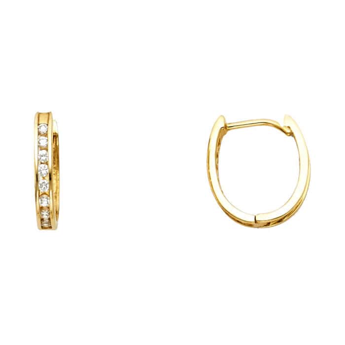 14K Yellow Gold Cubic Zirconia Huggies Earringsrings