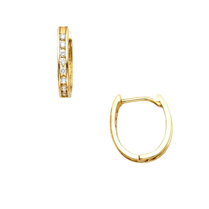 14K Yellow Gold Cubic Zirconia Huggies Earringsrings - Image 2