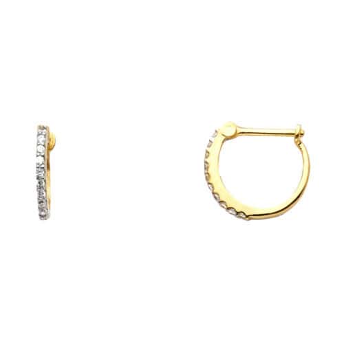 14K Yellow Gold Cubic Zirconia Huggies Earringsrings