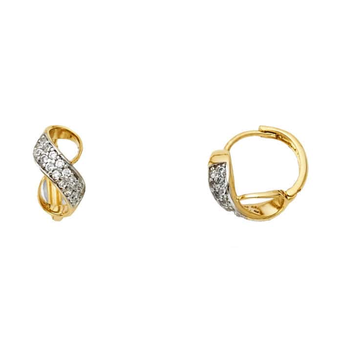 14K Yellow Gold Cubic Zirconia Huggies Earringsrings