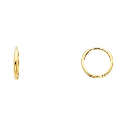 14K Yellow Gold 2mm Cubic Zirconia Huggies Earrings