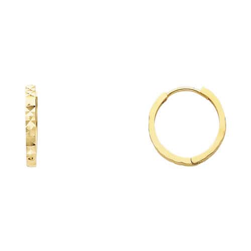 14K Yellow Gold 2mm Square Huggies Earrings