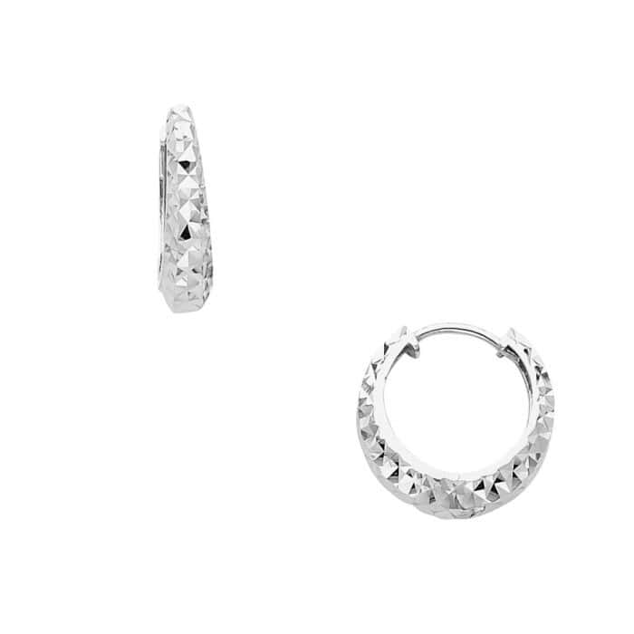 14K White Gold 3mm Huggies Earrings - Image 2