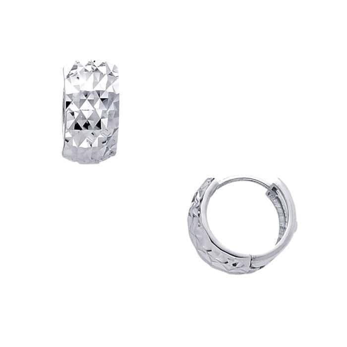 14K White Gold 7mm Huggies Earrings - Image 3