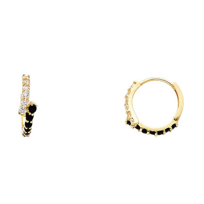 14K Yellow Gold 4mm Cubic Zirconia Huggies Earrings