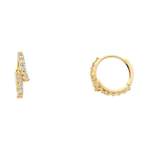 14K Yellow Gold 4mm Cubic Zirconia Huggies Earrings